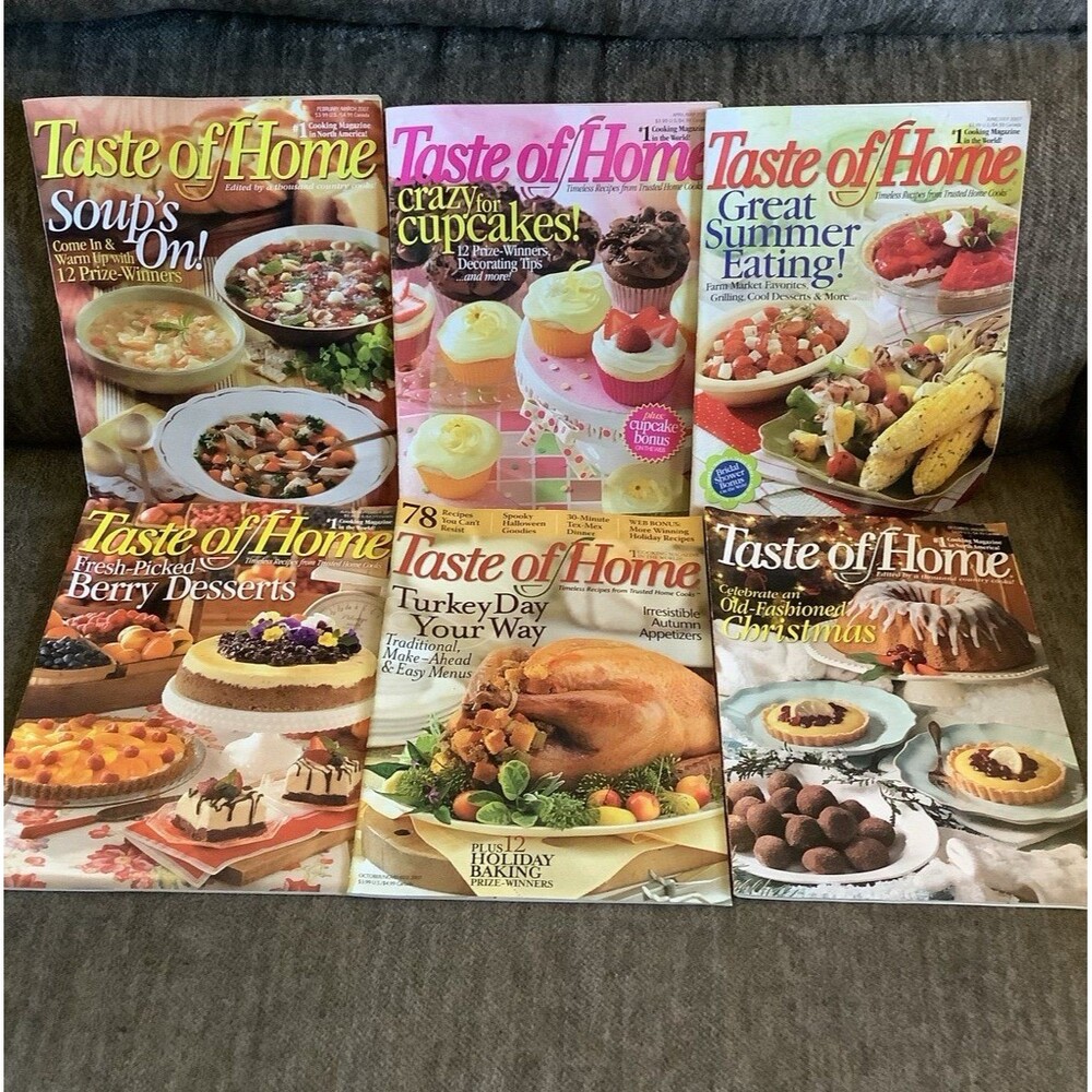 Lot of 6 Taste of Home Magazines Complete Full Year 2007 Cooking Recipes